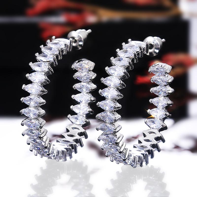 

Huitan Fancy Cross Earring Women Gold Color/Rose Gold Color Temperament Metal Hoop Earrings Fashion Zircon Wholesale Lots Bulk
