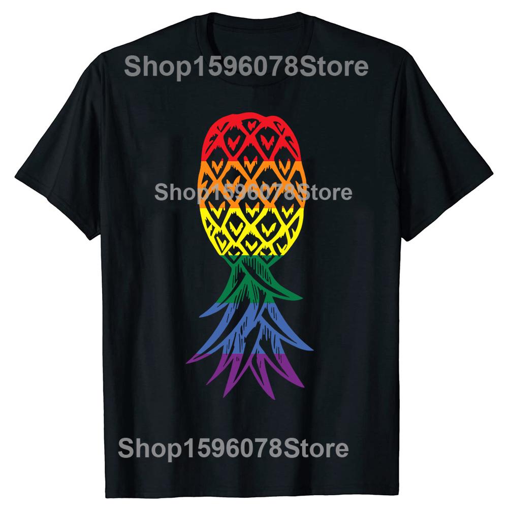 Pineapple Upside Down Rainbow LGBT Swinger Tshirts Men Womens Fashion Casual Tshirt 100 Cotton Loose Oversized T Shirt Summer