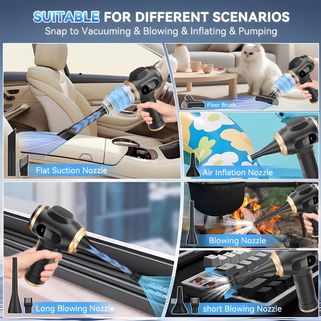 Handheld Cordless Car Vacuum Cleaner, 12000Pa High Power Portable Rechargeable Blower & Vacuum Handheld With Brushless Motor For Car Home Outdoor Use