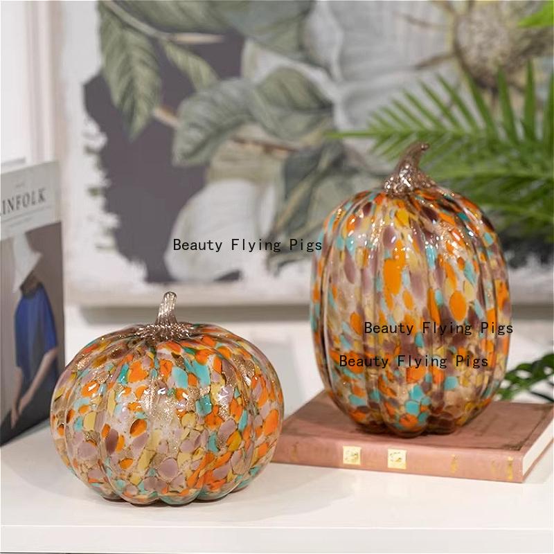 Glass Pumpkin Ornament Desktop Ornament Home Decoration Cartoon Pumpkin Shaped Ornament Halloween Decorations Glass Handicrafts