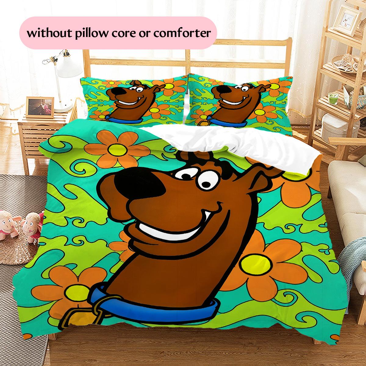 

Courage the Cowardly Dog and Scooby-Doo Pattern Bedding Quilt Set Home Decoration Gift (1 * duvet cover + 2 * pillowcase without core) 140x200cm