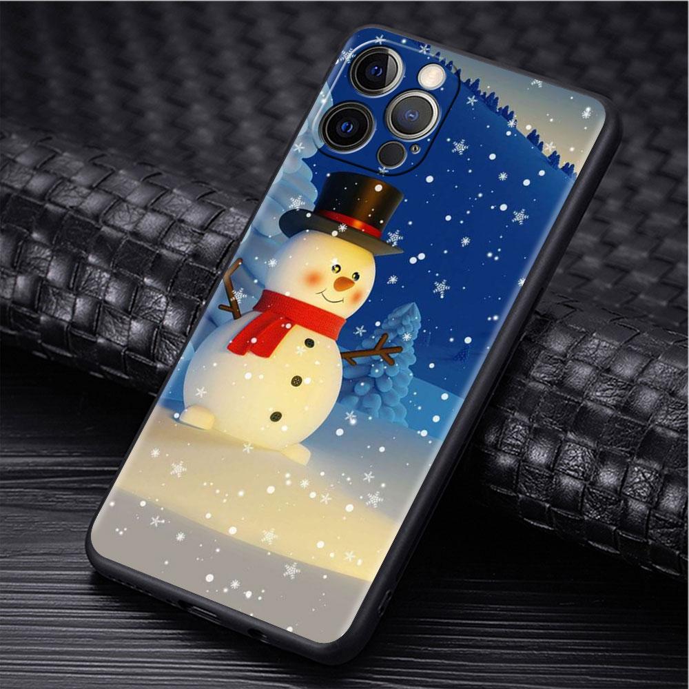 Carcasă de telefon moale cu om de zăpadă de Crăciun pentru iPhone 11 13 Pro Max 12 Mini 7 8 Plus SE 2020 X XS 6 6S 5 5S Funda Silicon spate capac Sac