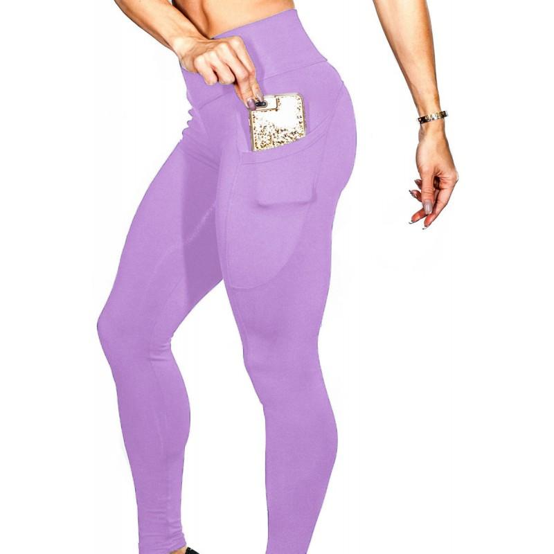 High-Waisted Yoga Leggings With Side Phone Pocket Running Workout Fitness Women