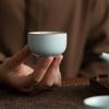 Horno Ru taza de té Tianqing apertura puede elevar porcelana Ru hecha a mano retro cerámica hogar kung fu juego de té taza individual pequeña