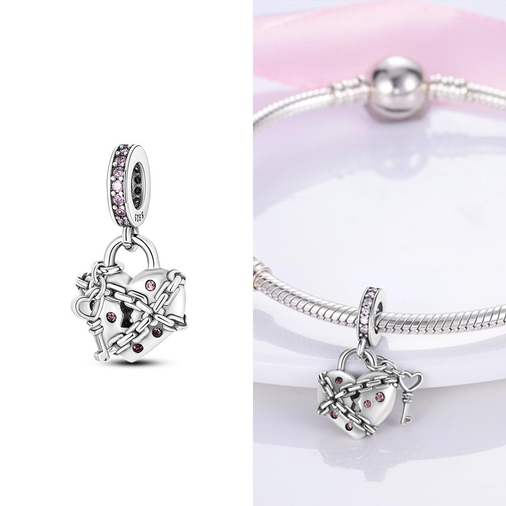 Original Dangle Charms White Heart Beads Copper Fit Bracelet Jewelry Diy For Woman Pendants Charms Fine Gift