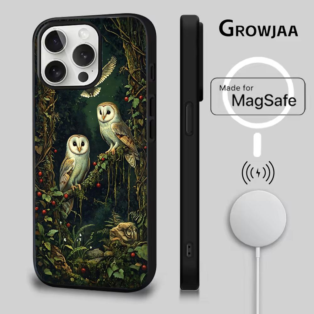 

Чехол для телефона на Хэллоуин с совой для iPhone 16e, 16, 15, 14, 13, 12, 11, Plus, Pro, Max, Mini, с магнитной беспроводной зарядкой MagSafe iPhone15promax