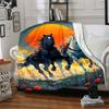 1pc Horse Sunset Blanket, Lightweight Flannel Throw Blanket for Sofa, Bed, Travel, Camping, Living Room, Office, Couch, Chair, and Bed