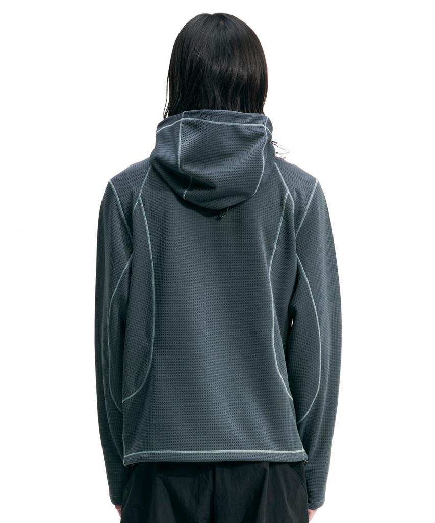 Half Zip Mesh Hoodie Pullover (Charcoal)