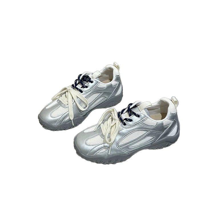 6 cm Höhenzunahme, kleine Forrest Gump Schuhe für Damen, Frühling und Sommer Plateau Sport und Freizeit Mesh atmungsaktiv Leder Deutsche Trainingsschuhe f