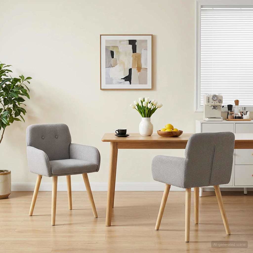Dining Chairs 2 Pcs Boucle Light Gray 59 X 57 X 85 Cm