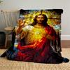 Sacred Heart of Jesus Stained Glass ArtFlannel Blanket for Bedroom, Living Room, Sofa, and Nap