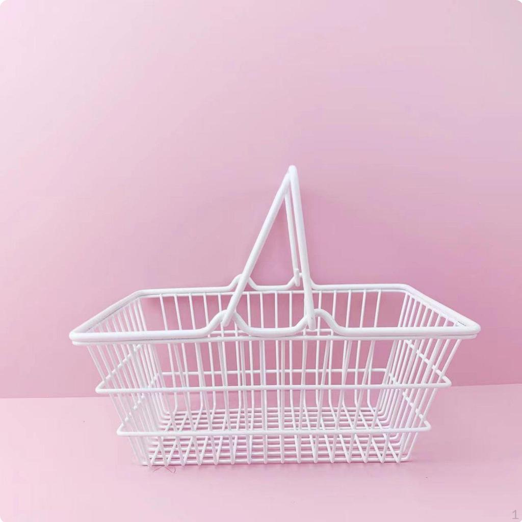 Mini-Einkaufskorb Niedliches Design Miniatur-Obst und -Gemüse Handgehalten Drahtgeflecht Schreibtisch-Organizer für