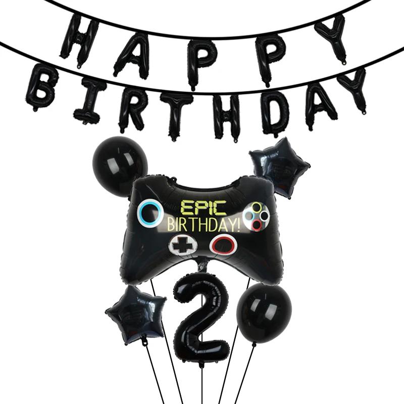 Video Game Party Supplies Set Baby Boy Birthday Party Decoration Happy Birthday Gaming Backdrop Game Table Covers Gamer Balloons