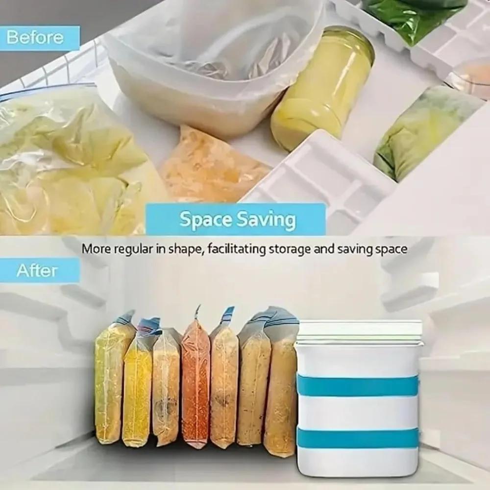 ABS Freezer Food Block Maker Meal Prep Container Leftovers Freeze Kitchen Storage Reusable Bags