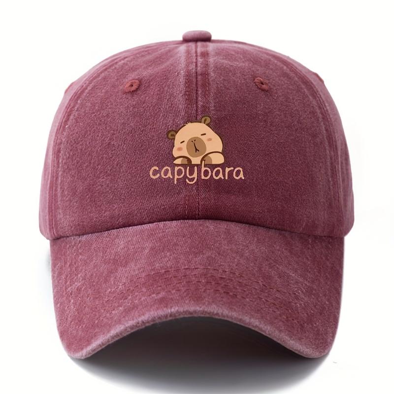 Unisex Capybara Hat Printed Baseball Cap Retro Washed Casual Outdoor Cap красный