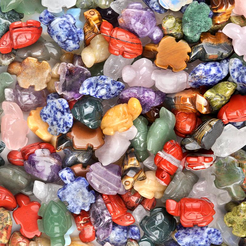 Mini Sea Turtle Ornament: Amethyst, Agate & Jade Carved Marine Landscape (1985-1in)