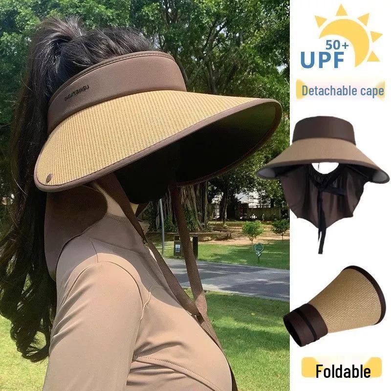 Women's Anti-UV Sun Hat: Large Brim, Cycling-Ready, Open Top, Neck Protection