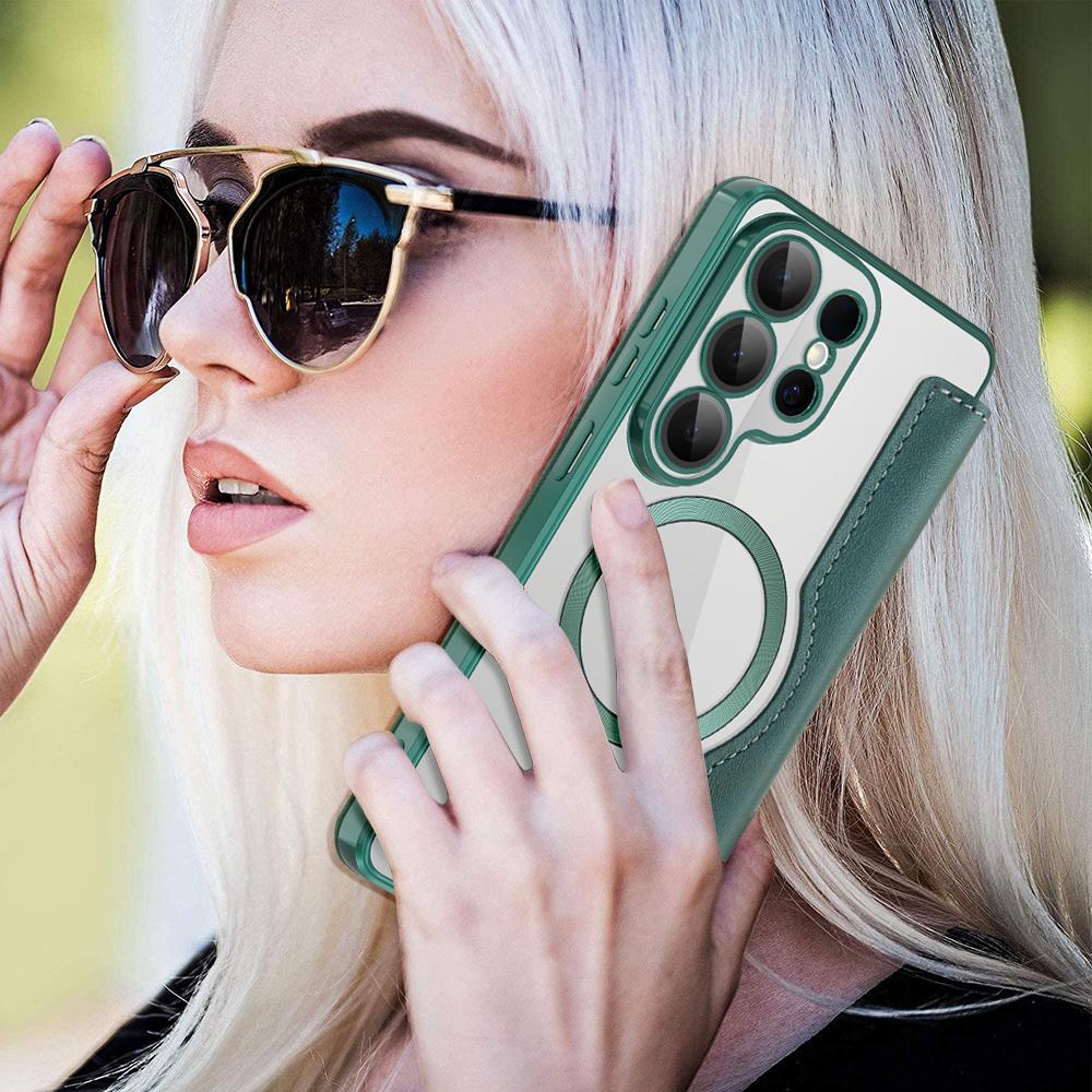 For Samsung Galaxy S26 Ultra Magnetic Case RFID Blocking Card Holder Leather Phone Cover with Lens Film