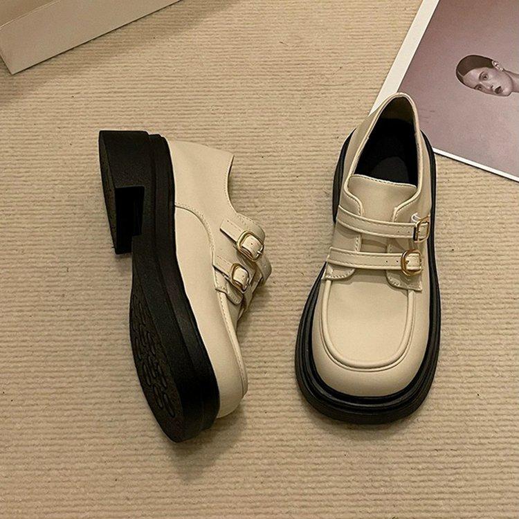 British Style Thick Bottom Loafers Women 2025 Autumn and Winter New Versatile Slip-On Shoes JK Skirt and Small Leather Shoes