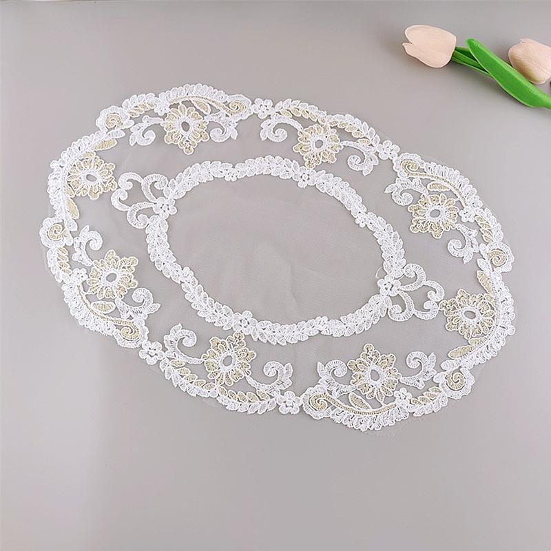 European Mesh Embroidered Delicate Table Mat Oval Placemat Oven Toaster Bowl Fruit Tray Cloth Tea Party Christmas Decoration