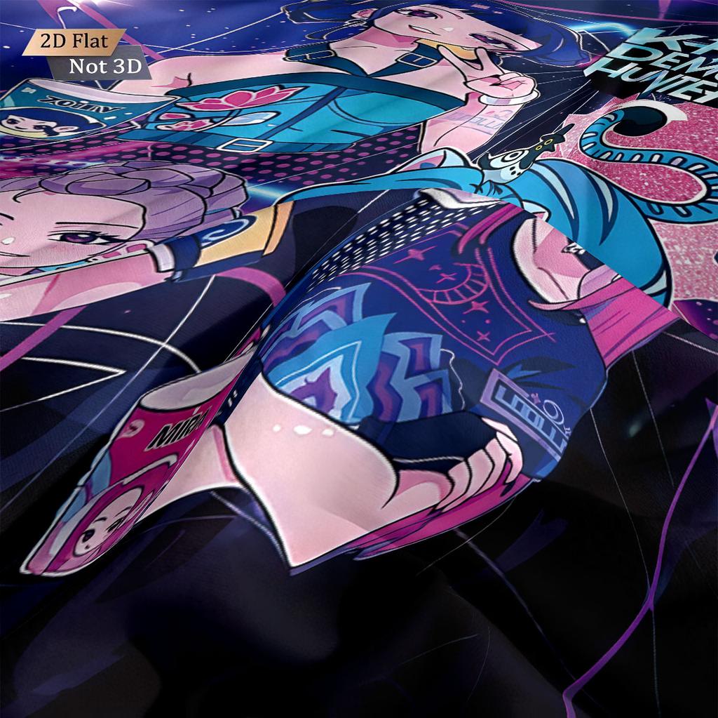 3pcs K-Pop Demon Hunters Print Coreless Bedding Set Multi Sized Bedding Dormitory Duvet Cover, Soft Decoration, Machine Washable