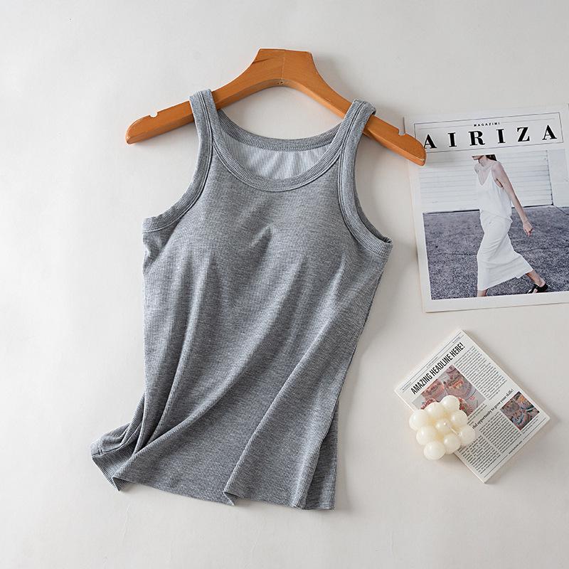 White Backless Camisole Tank with Built-In Bra - Versatile Base Layer for Yoga, Sports, or Everyday Wear
