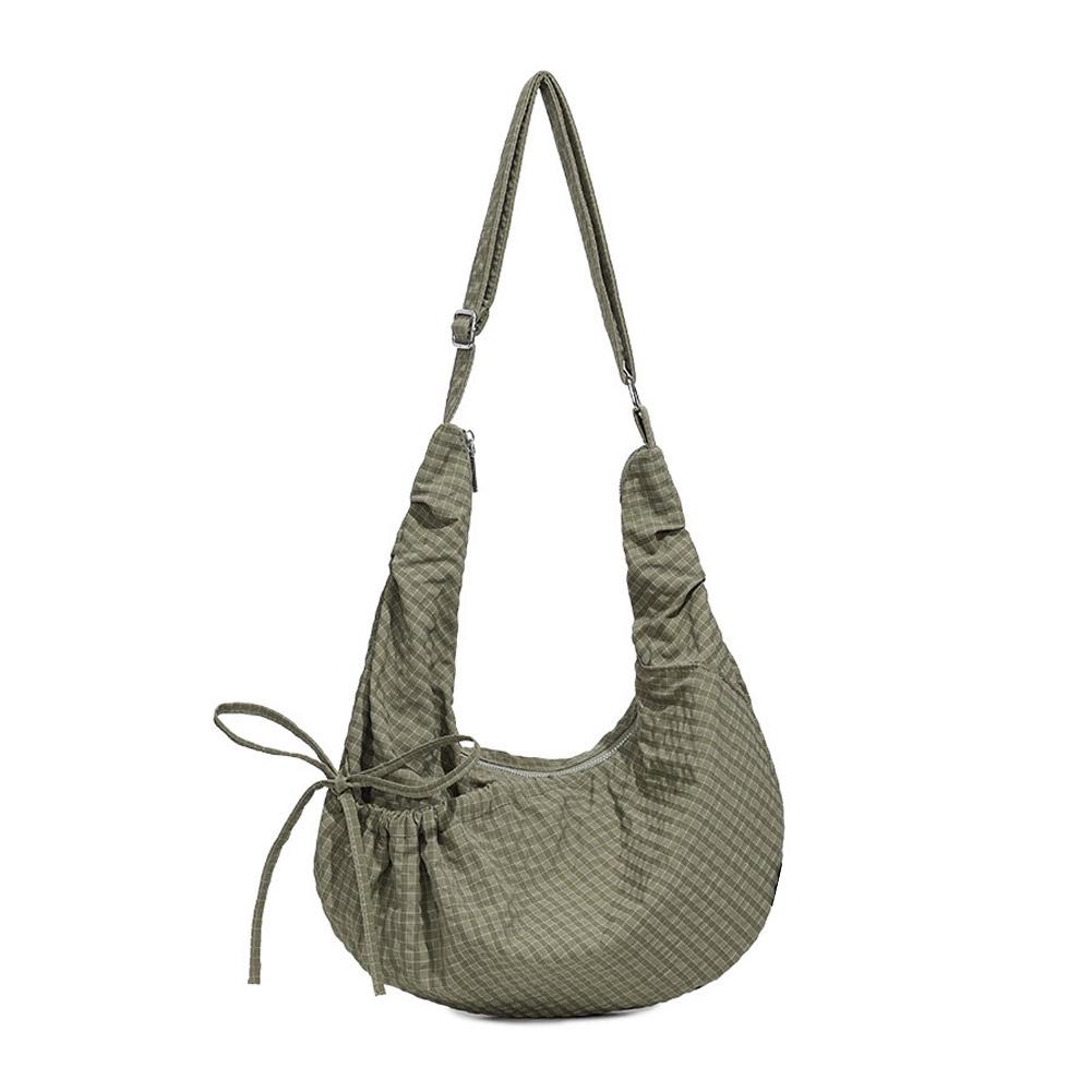 Retro Plaid Crossbody Bag Large Capacity Adjustable Strap Shoulder Bag Casual Daily Dumpling Bag Portable Travel Messenger Bag