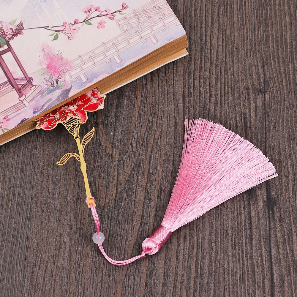 Supplies Retro Metal Chinese Style Tassel Pendant Book Clip Painted Pagination Mark Brass Bookmark