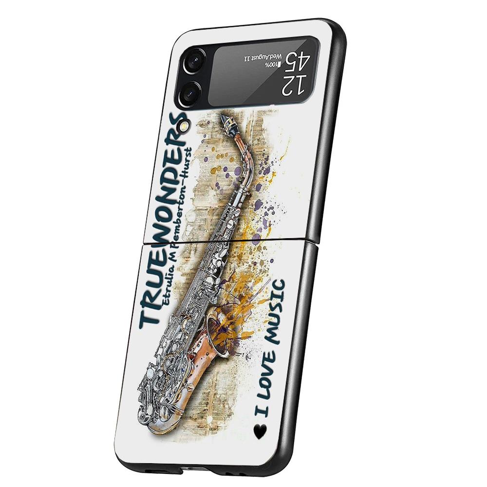 

Music Saxophone Instrument Phone Case For Samsung Galaxy Z Flip 7 6 5 4 3 5G Cover ZFlip7 ZFlip6 ZFlip4 ZFlip5 ZFlip3 Coque Fund Samsung Z Flip