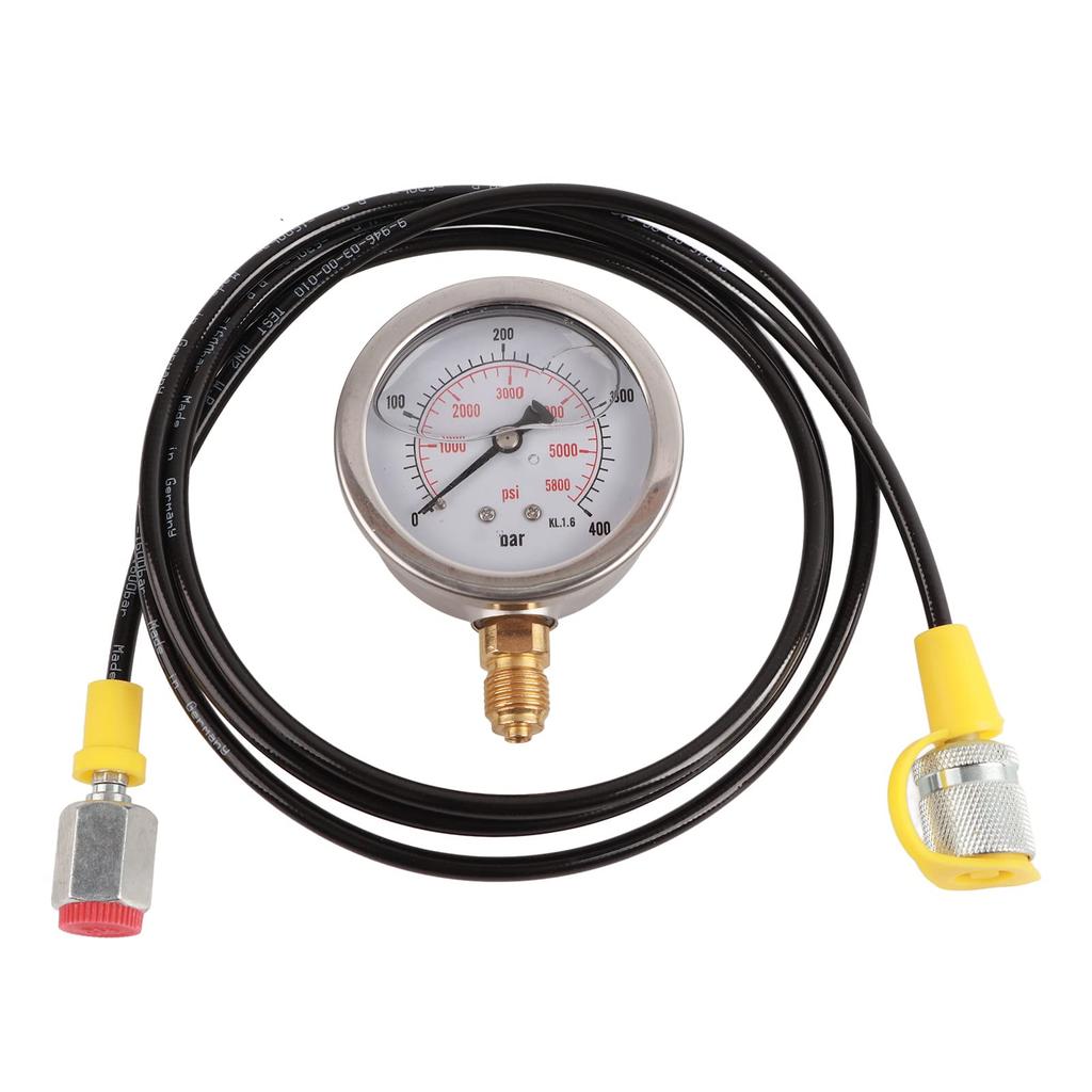 Easy Pressure Gauge Kit, Soft Hose with Pressure Gauge, Compact and Lightweight, 0-400 BAR/6000