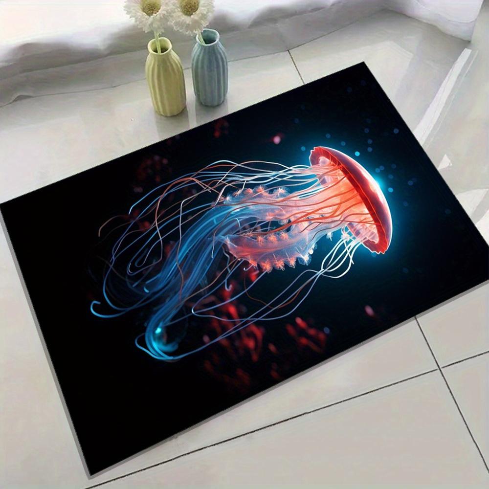 Jellyfish Pattern 3D Area Rug - Suitable for Dining Room, Office, Coffee Shop, Bedroom, Non-slip Door Mat, Sofa Mat, Hotel Decor