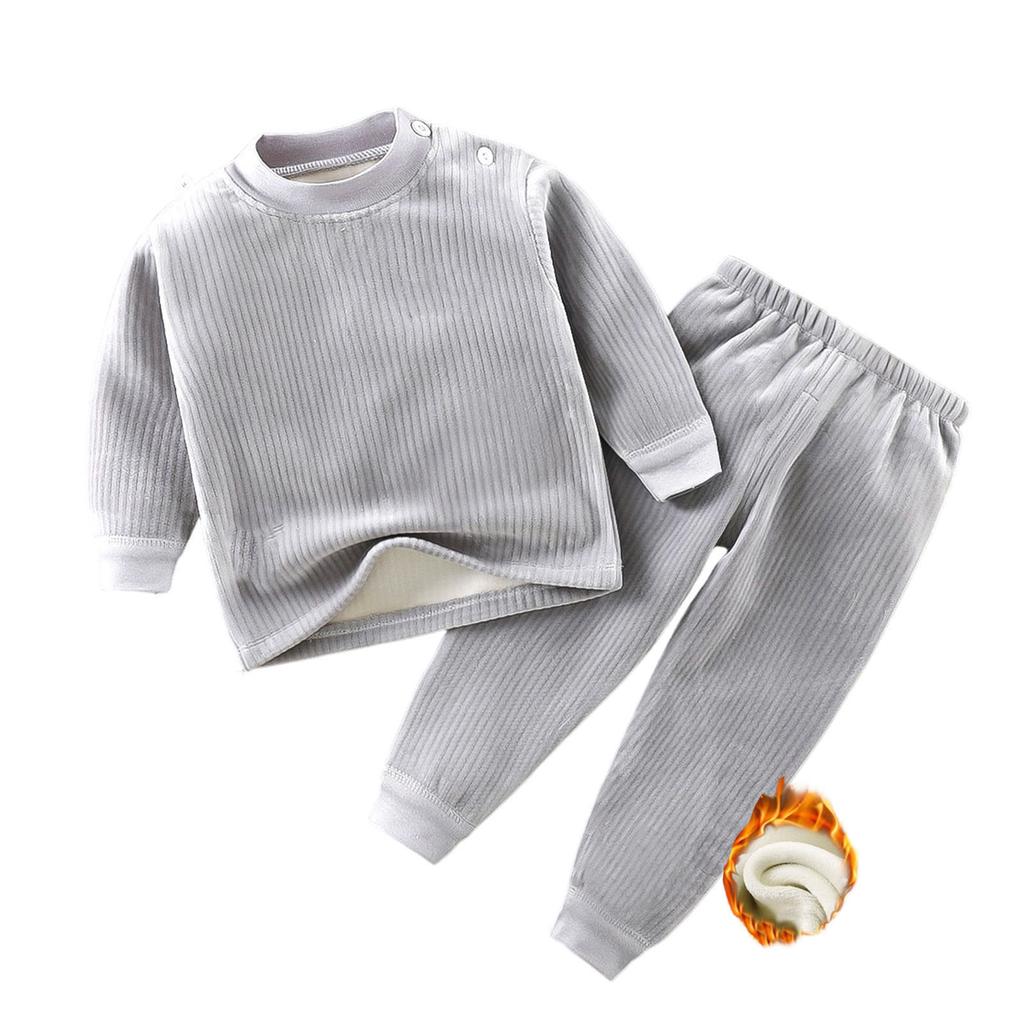 Children's  Fleece-Lined Thermal Underwear Set,  Seamless Clothes, Suitable For Medium And Large Children