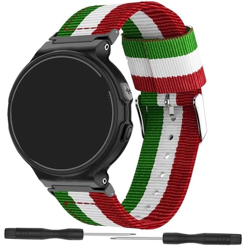 Nylon Strap for Garmin Forerunner 235 735 230 220 630 620 Stripe Stitching Color Watch Band for Approach S20 S6 Wriststrap Bracelet Metal Connectors