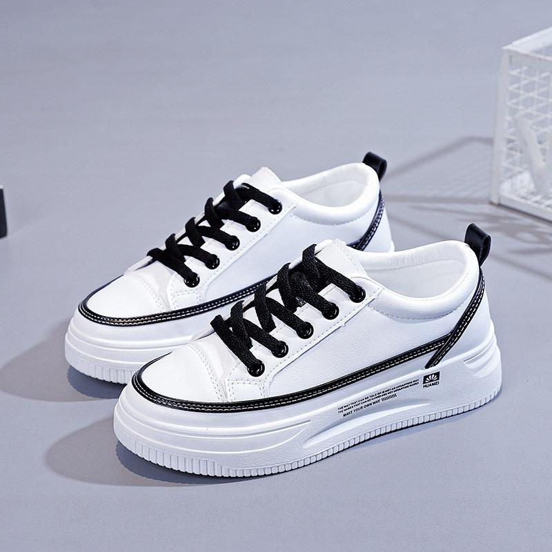 

Платформенные белые женские туфли весна и осень 2025 новая корейская версия универсальных студенческих кед спортивного и повседневного популярного фасона 35