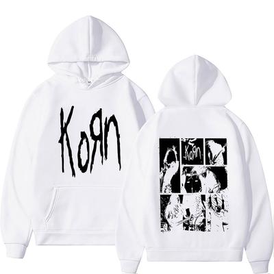 Alternative Nu Metal Rock Band Korn Double Sided Graphic Hoodie Men Gothic Vintage Pullover Tracksuit Male Fleece Hoodies