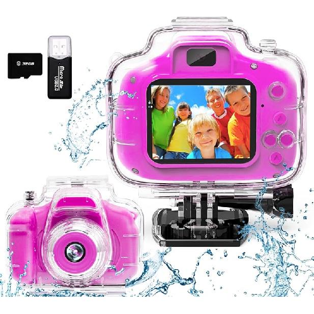 Kids Camera Underwater Waterproof Digital Camera for Kids 2 Inch IPS Screen 1080P HD Kids Video Action Camera for 3 4 5 6 7 8 9 10 Year Old Girls