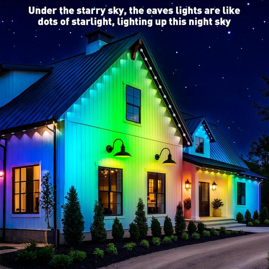 Permanent Outdoor Lights,200FT RGB Eave Light,IP67 Waterproof Lighting for House,Smart LED with App/Remote Control for Outdoor Decor,Garden