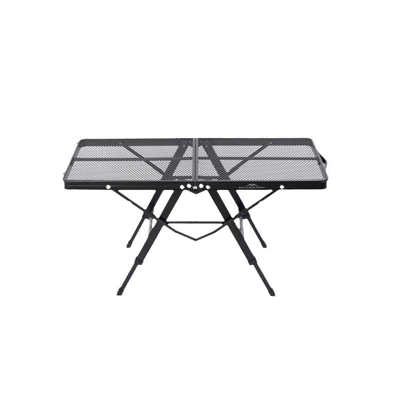 Portable X-Shaped Steel Mesh Folding Camping Table for Outdoor BBQ
