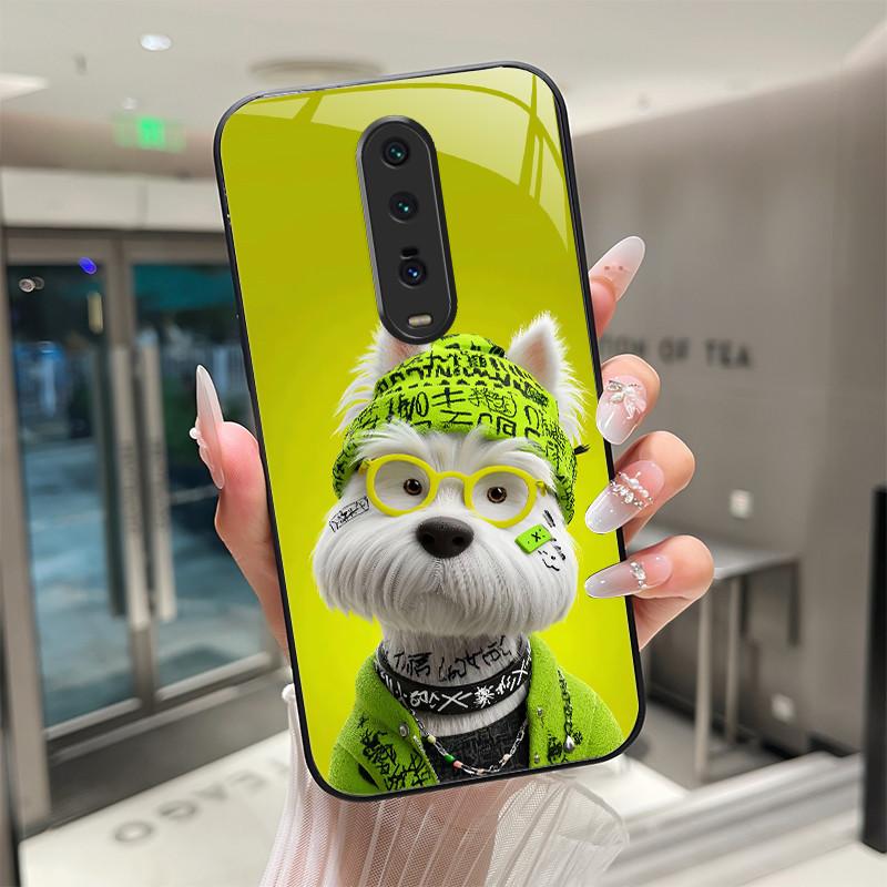 Cute Cartoon Cats Flower Case For Xiaomi Mi 9T Redmi K20 Pro Poco F2 Tempered Glass Phone Case Protective Back Cover Hard Shell