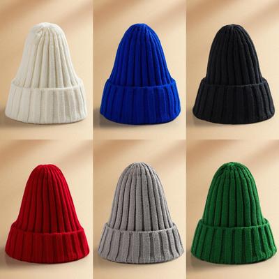 Chapeau d'hiver chaud à rayures droites et bordure pour hommes et femmes, Chapeau en laine, Chapeau à la mode et polyvalent