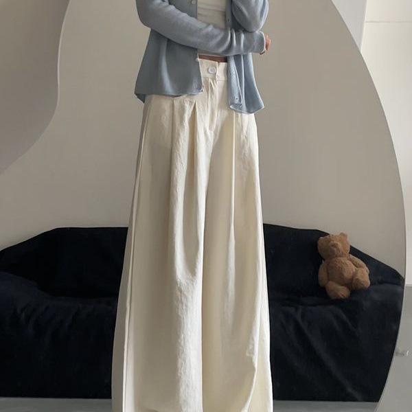 Women's High-Waist Wide-Leg Fashion Trousers - Trendy Casual American Style