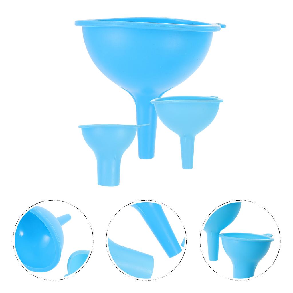 3Pcs Silicone Kitchen Funnel Set Wide Mouth Bottle Filling Funnel for Oil Sauce Wine Easy Transfer Reusable Cooking Utensil