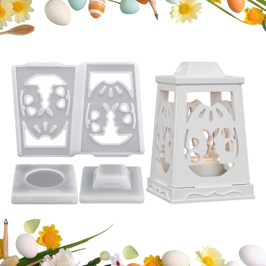 Ostern Silikon Gießform Lebensmittelqualität DIY Dekorationen Formen Hohl Osterhase Nachtlicht Laterne Kerzenhalter Form