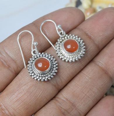 Carnelian Gemstone Earring, Gift For Her, Birthstone Earring, Fashion Jewelry, Statement Earring, 925 Sterling Silver
