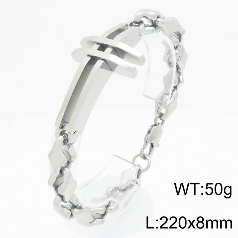 

Cross Charm Stainless Steel Bracelet for Men Polished 18-22cm Minimalist Trendy Jewelry Punk Vintage Accessory Daily Gifts 22cm