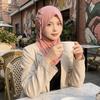 Elastic Flower Tassel Hijab Cap Breathable Head Wrap Elegant Pre-Tied Headscarf Casual