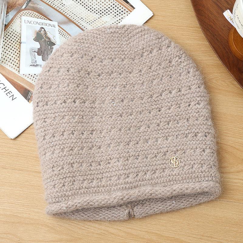 Knitted Thermal Hat Autumn and Winter Rabbit Fur Blended Women's Pullover Stacking Hat