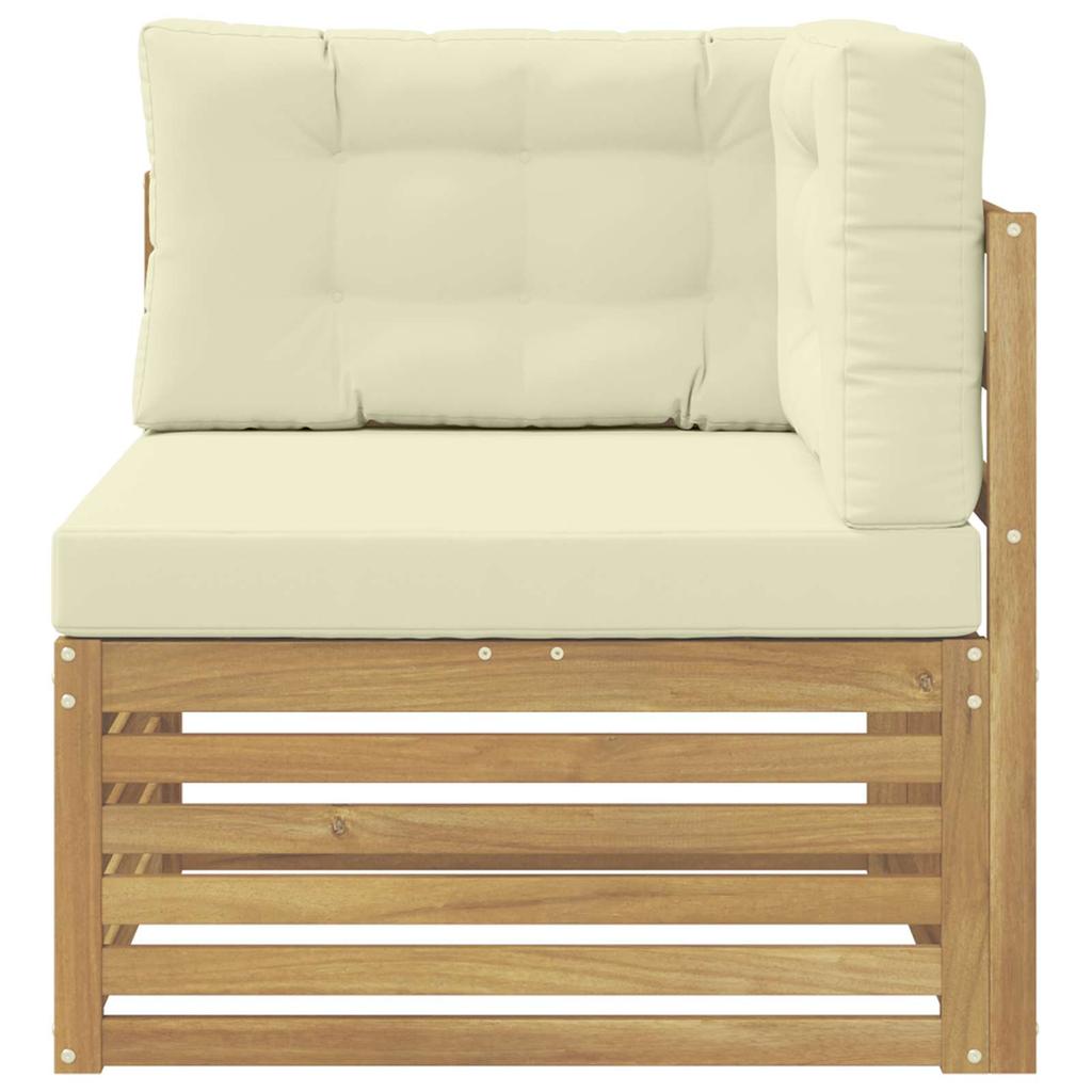 Outdoor Corner Sofa Solid Acacia Wood White