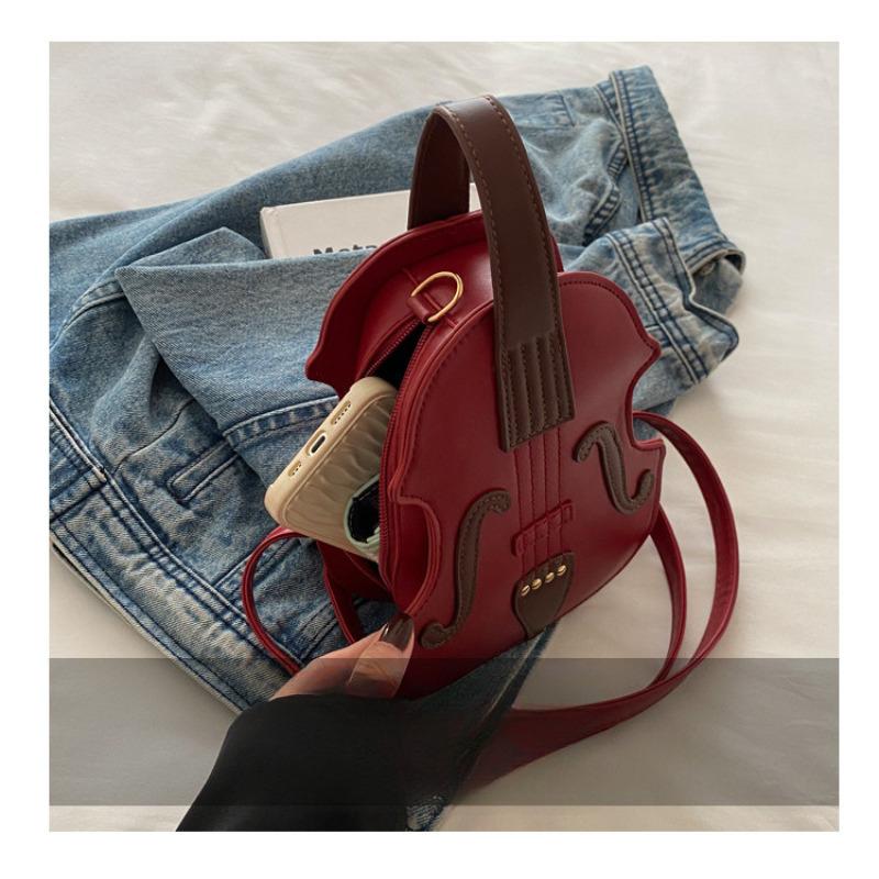Faux Leather Violin Crossbody Bag, Sling Shoulder Purse for Women, Trendy Fiddle Shaped Handbag