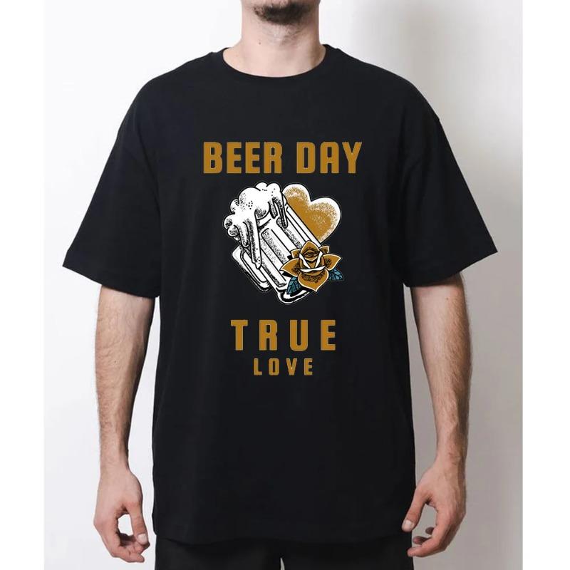 Gift For Beer Fan Modal Tshirt Beer Modal Tee Beer Day True Love Mug Heart Rose Print Unisex Comfort Daily Bar Casual TShirt